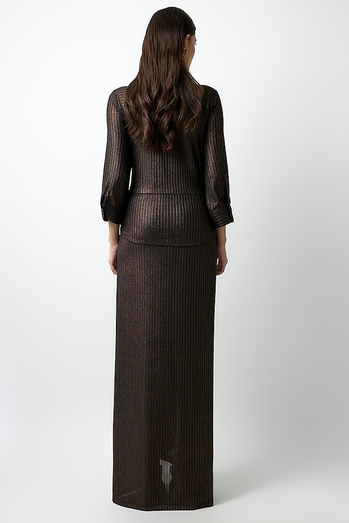 Copper Striped Jersey Vacation Dress by 431-88 By Shweta Kapur at Pernia's Pop Up Shop