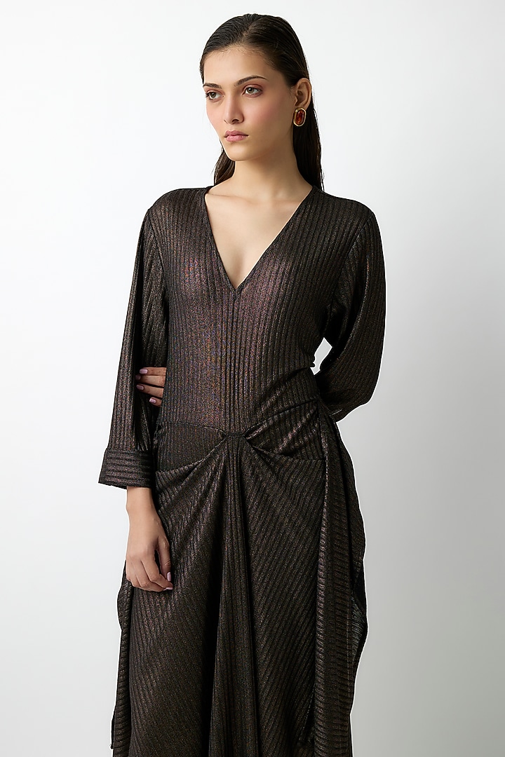 Copper Striped Jersey Vacation Dress by 431-88 By Shweta Kapur at Pernia's Pop Up Shop