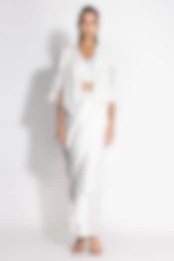 White Silk Cape by 431-88 By Shweta Kapur at Pernia's Pop Up Shop