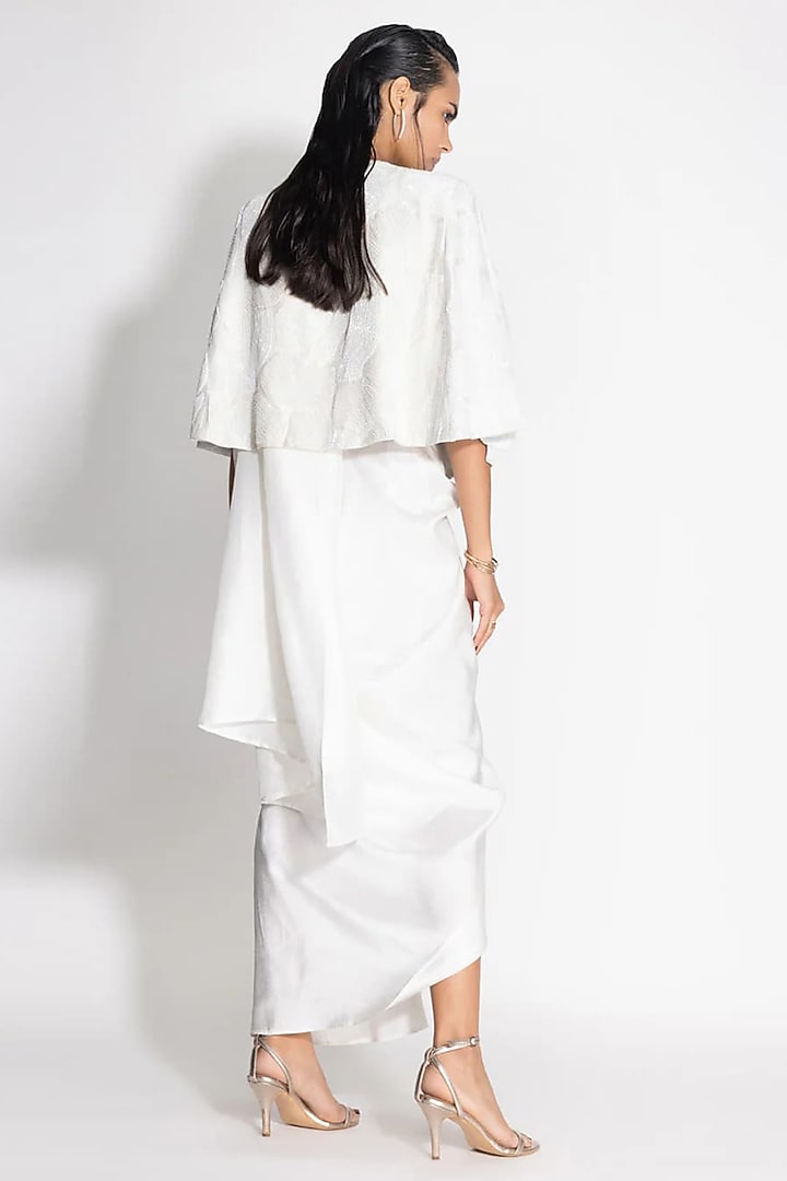 White Silk Cape by 431-88 By Shweta Kapur at Pernia's Pop Up Shop