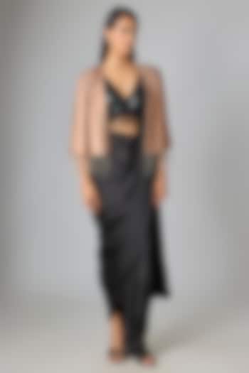 Copper Pebble Jersey Cape by 431-88 By Shweta Kapur at Pernia's Pop Up Shop