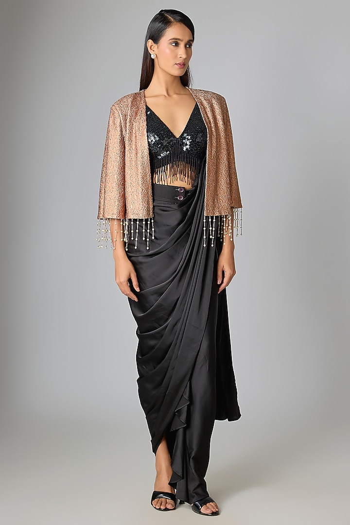 Copper Pebble Jersey Cape by 431-88 By Shweta Kapur at Pernia's Pop Up Shop