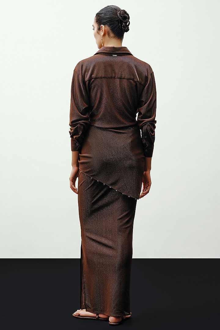 Brown Jersey Shirt by 431-88 By Shweta Kapur at Pernia's Pop Up Shop