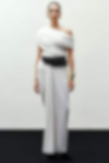 White Jersey Drape Top by 431-88 By Shweta Kapur at Pernia's Pop Up Shop