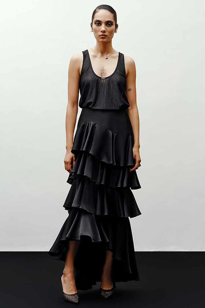 Black Jersey Ganji Top by 431-88 By Shweta Kapur at Pernia's Pop Up Shop