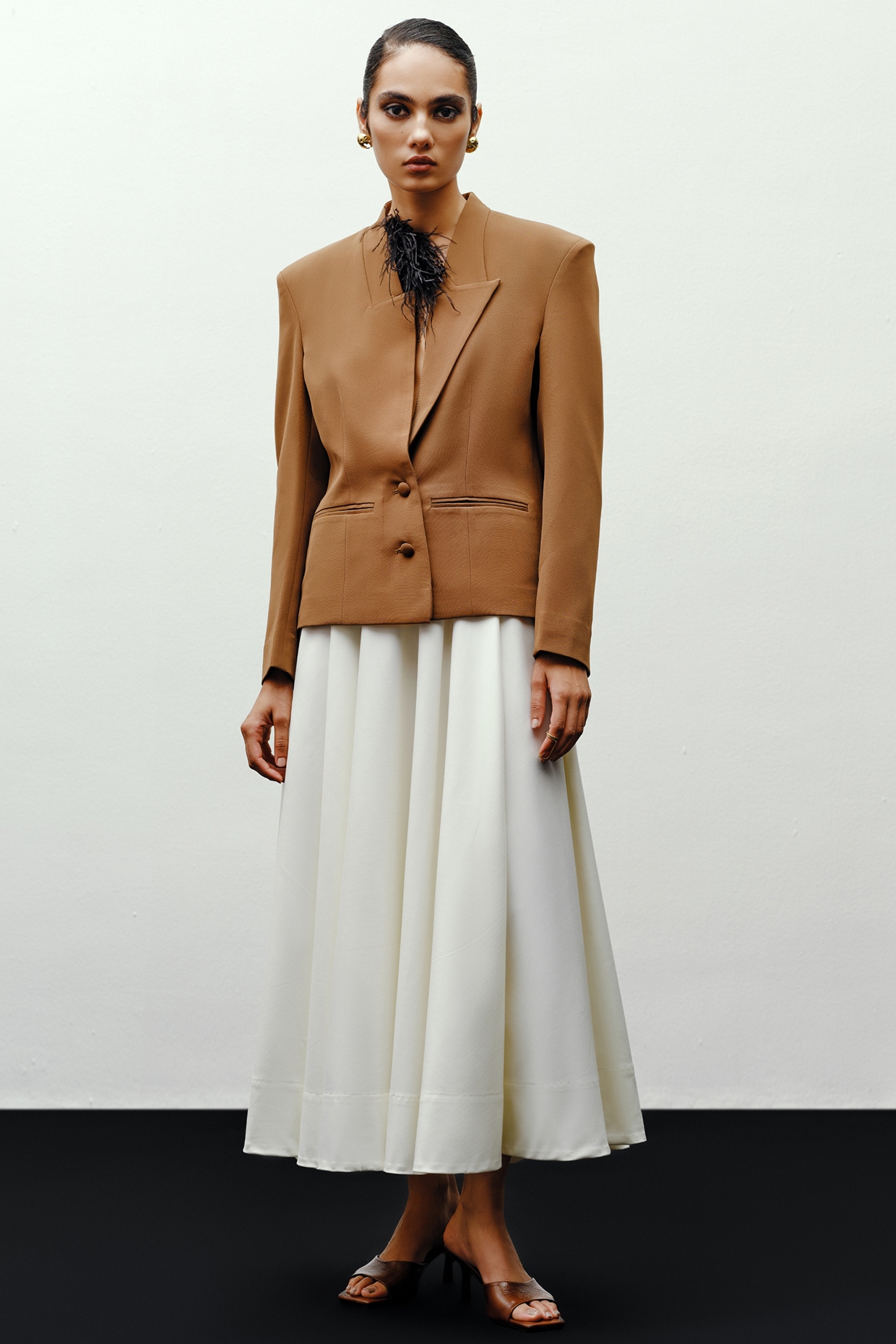 431-88 By Shweta Kapur Brown Suiting Structured Jacket