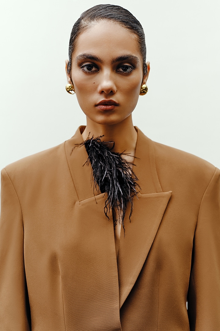 Brown Suiting Structured Jacket by 431-88 By Shweta Kapur at Pernia's Pop Up Shop