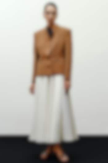 Ivory Suiting Flared Skirt by 431-88 By Shweta Kapur at Pernia's Pop Up Shop