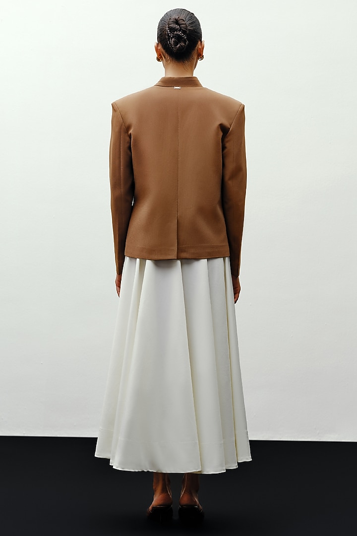 Ivory Suiting Flared Skirt by 431-88 By Shweta Kapur at Pernia's Pop Up Shop