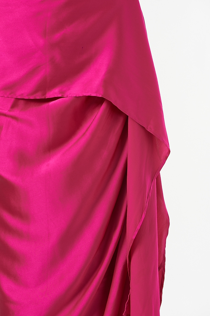 Fuchsia Satin Draped Skirt by 431-88 By Shweta Kapur at Pernia's Pop Up Shop