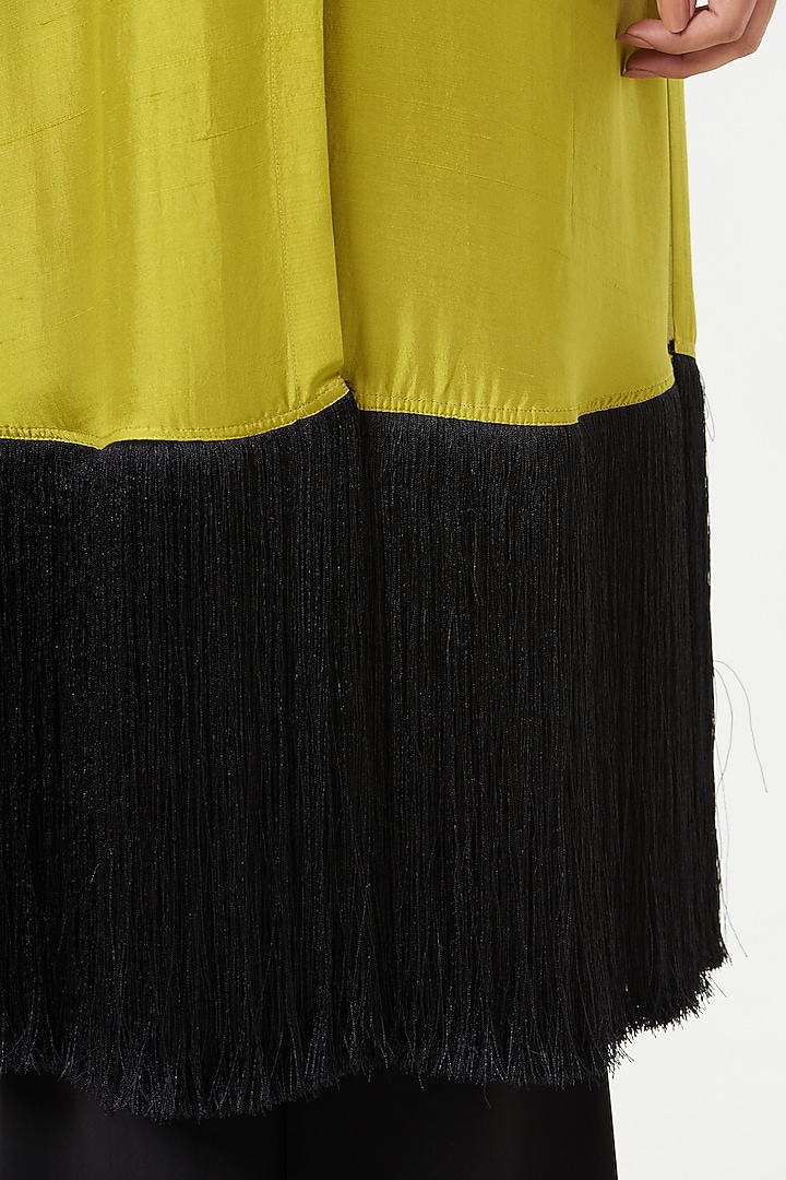 Green & Black Silk Mel Shirt by 431-88 By Shweta Kapur at Pernia's Pop Up Shop