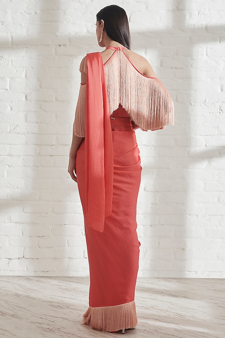 Peach Pink Pre-Draped Party Wear Saree by 431-88 By Shweta Kapur at Pernia's Pop Up Shop