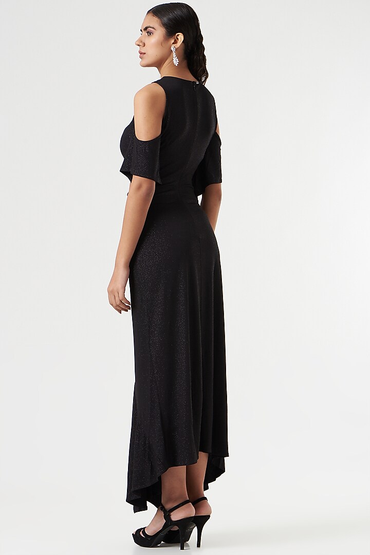 Black Shimmer Jersey Maxi Vacation Dress by 431-88 By Shweta Kapur at Pernia's Pop Up Shop