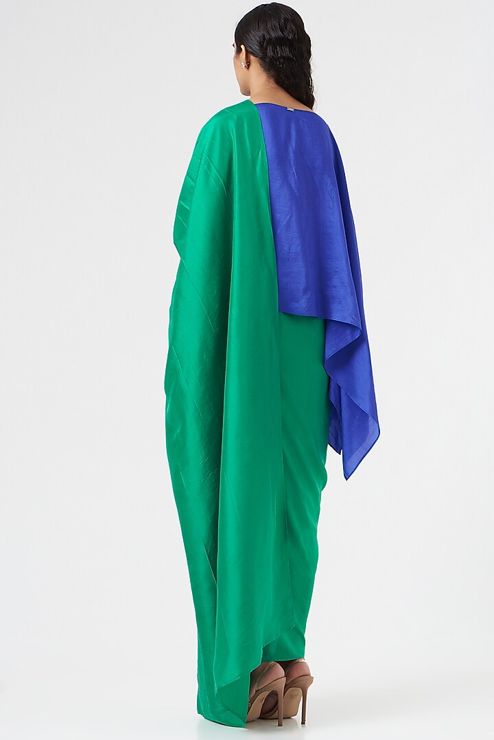 Emerald Green Silk Pre-Draped Wedding Saree Set by 431-88 By Shweta Kapur at Pernia's Pop Up Shop