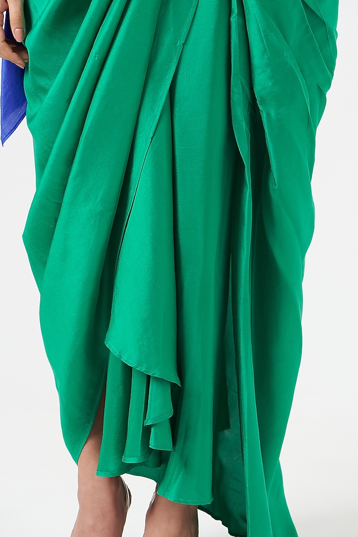 Emerald Green Silk Pre-Draped Wedding Saree Set by 431-88 By Shweta Kapur at Pernia's Pop Up Shop