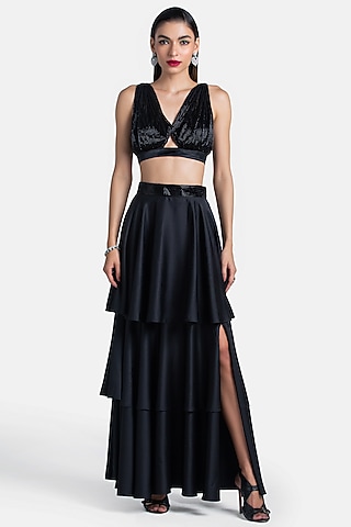 Black Net Sheer Blouse by 431-88 By Shweta Kapur