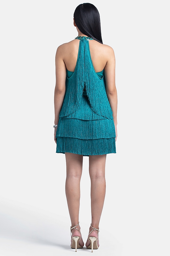 Emerald Fringe Halter Top by 431-88 By Shweta Kapur at Pernia's Pop Up Shop