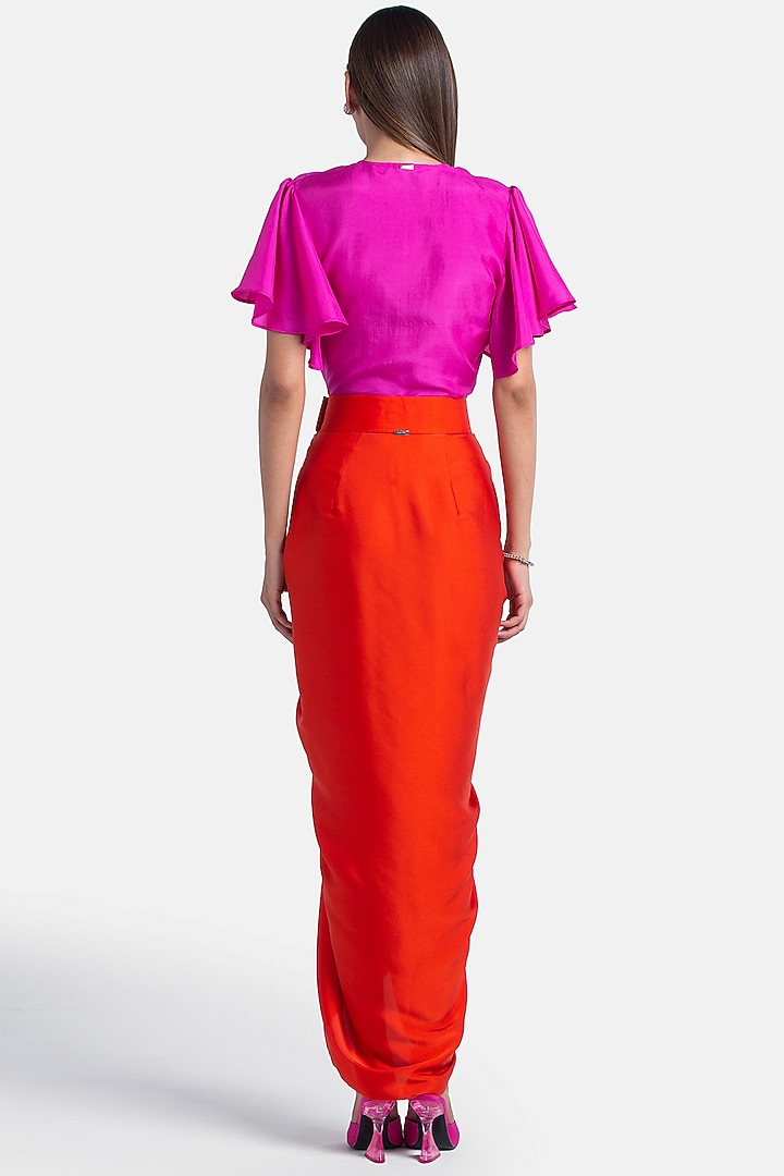 Fuchsia Silk Crop Top by 431-88 By Shweta Kapur at Pernia's Pop Up Shop