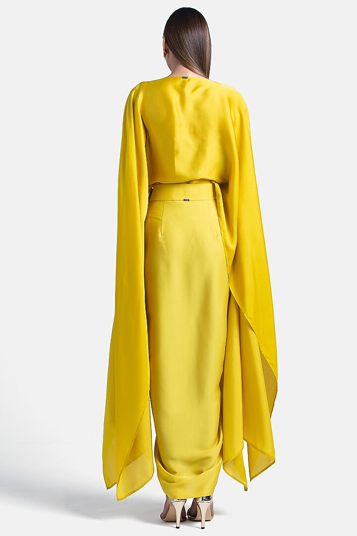 Lemon Silk Cape by 431-88 By Shweta Kapur at Pernia's Pop Up Shop