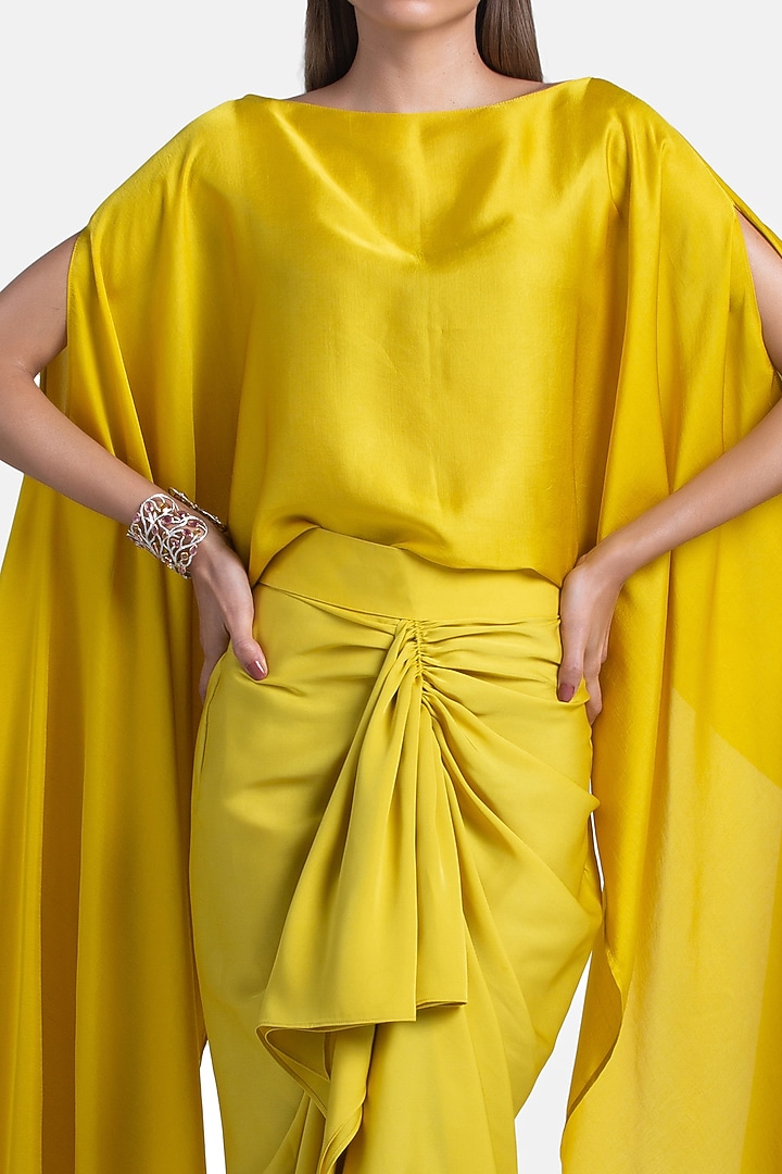Lemon Silk Cape by 431-88 By Shweta Kapur at Pernia's Pop Up Shop