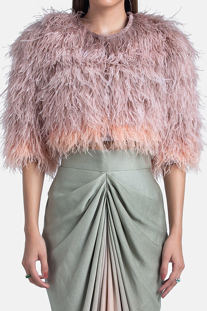 Stone To Salmon Pink Ombre Chiffon Straight Skirt by 431-88 By Shweta Kapur at Pernia's Pop Up Shop