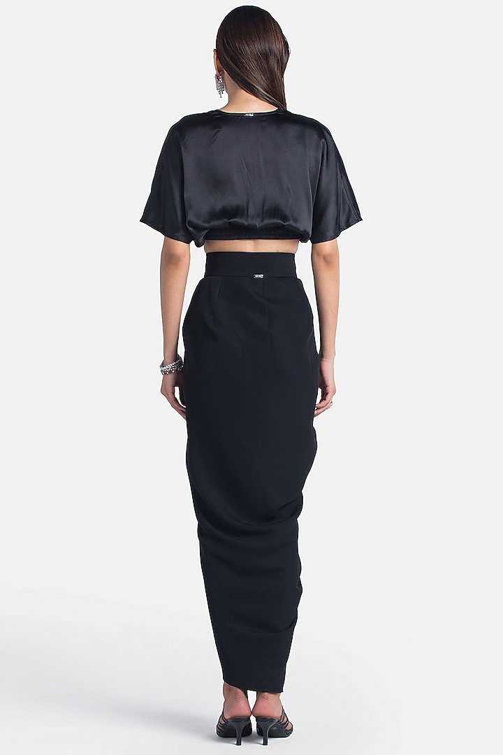 Black Draped Pencil Skirt by 431-88 By Shweta Kapur at Pernia's Pop Up Shop