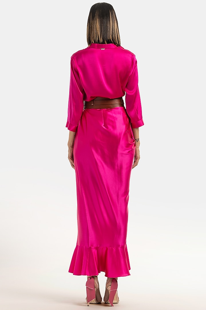 Fuchsia Wrap-Around Ruffled Skirt by 431-88 By Shweta Kapur at Pernia's Pop Up Shop
