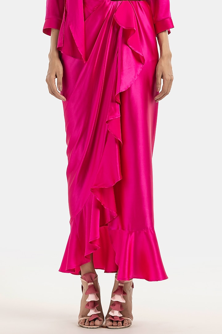 Fuchsia Wrap-Around Ruffled Skirt by 431-88 By Shweta Kapur at Pernia's Pop Up Shop