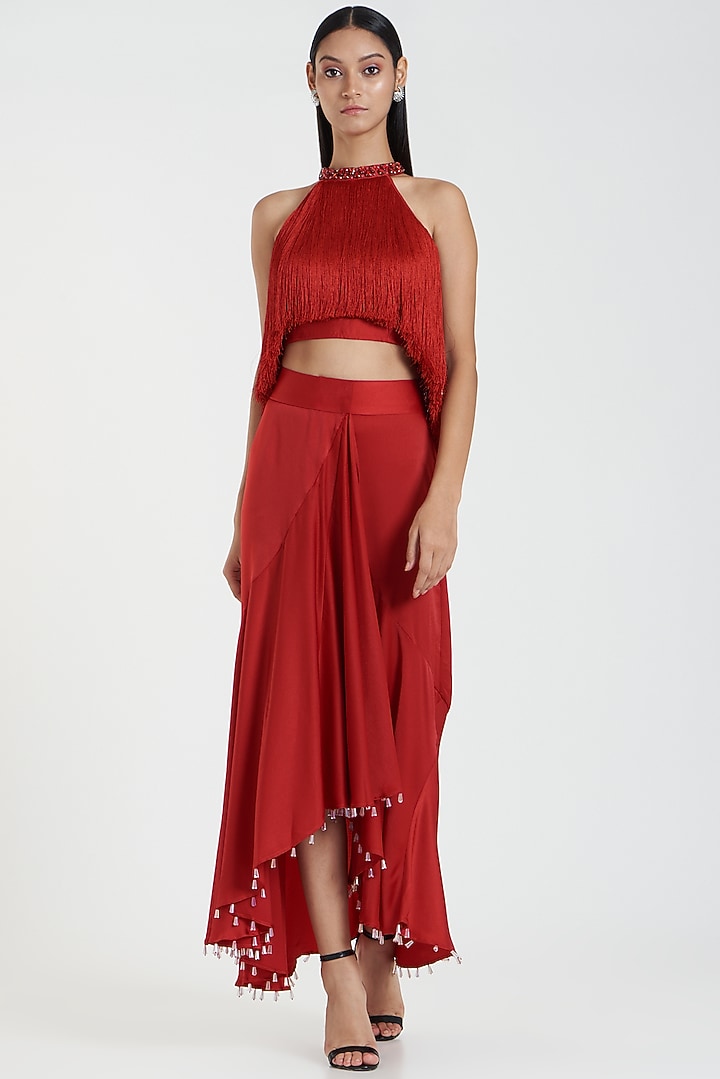 Red Embellished Top by 431-88 By Shweta Kapur at Pernia's Pop Up Shop