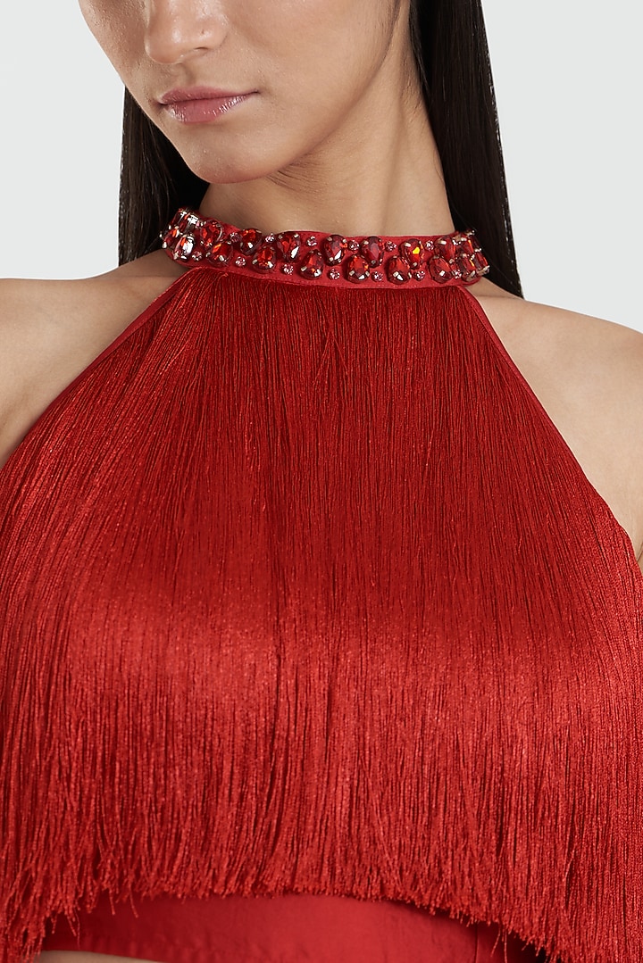 Red Embellished Top by 431-88 By Shweta Kapur at Pernia's Pop Up Shop