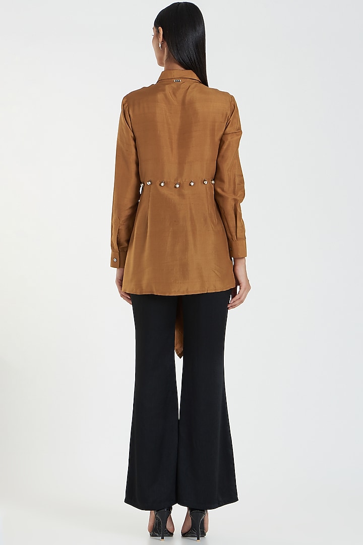 Brown Silk Shirt by 431-88 By Shweta Kapur at Pernia's Pop Up Shop