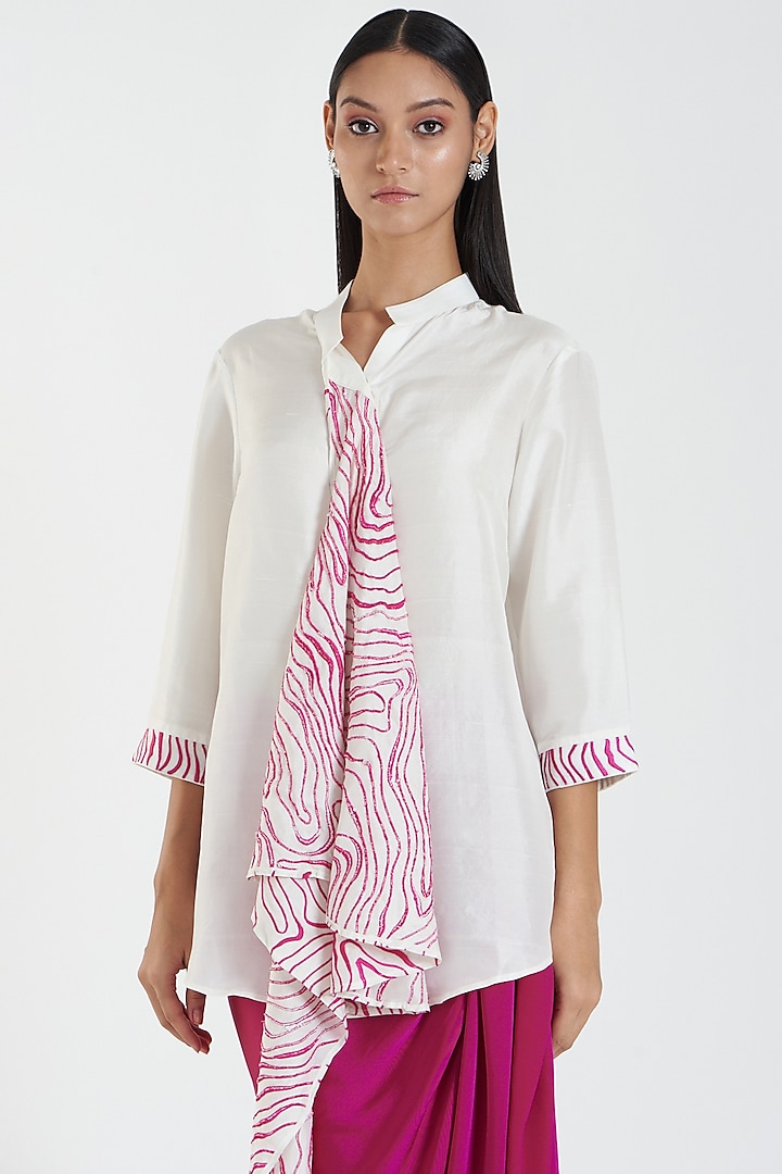 White Silk Shirt by 431-88 By Shweta Kapur