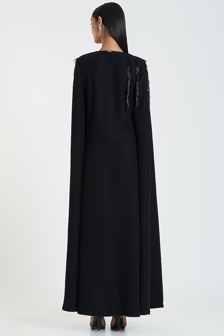 Black Poly Cape Maxi Cocktail Dress by 431-88 By Shweta Kapur at Pernia's Pop Up Shop