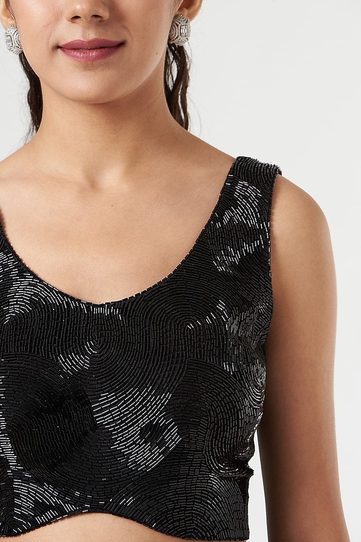 Black Cotton Embroidered Top by 431-88 By Shweta Kapur at Pernia's Pop Up Shop