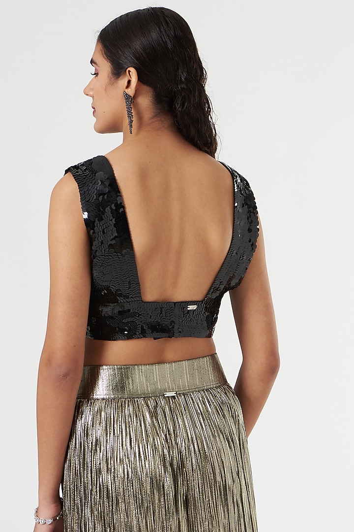 Black Cotton Embroidered Blouse by 431-88 By Shweta Kapur at Pernia's Pop Up Shop
