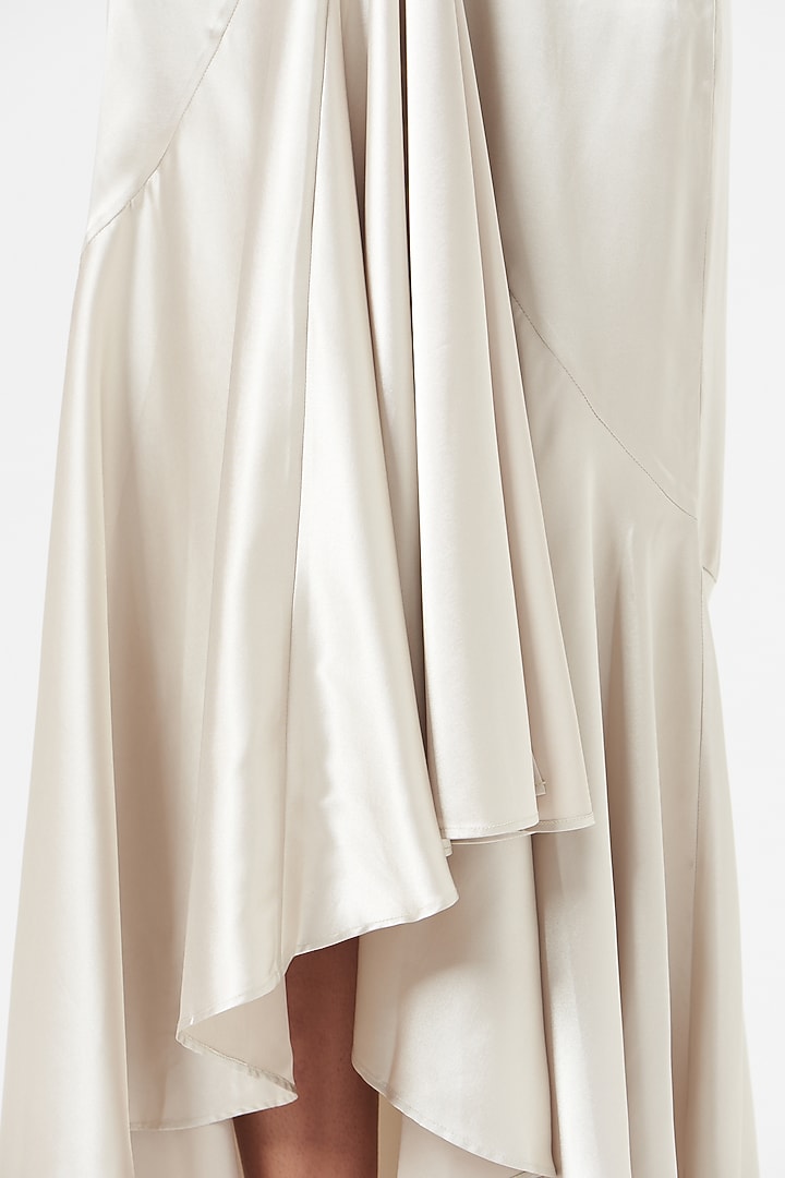 Ecru Satin Draped Skirt by 431-88 By Shweta Kapur at Pernia's Pop Up Shop