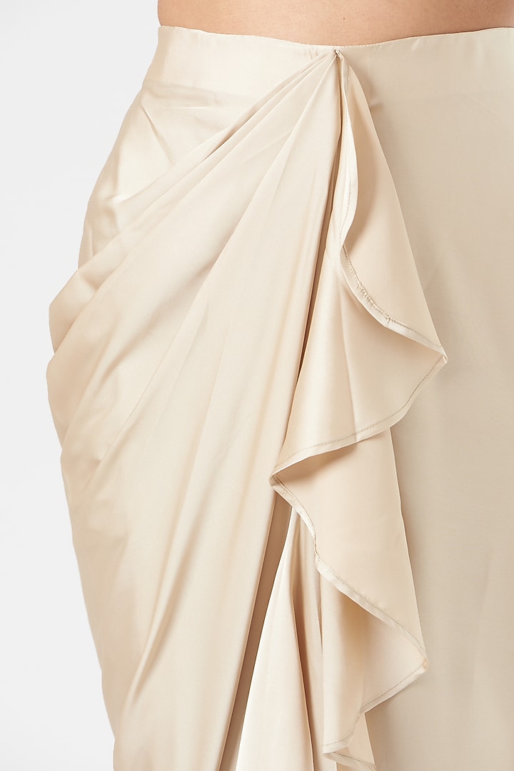 Champagne Ruffled Lungi Skirt by 431-88 By Shweta Kapur at Pernia's Pop Up Shop