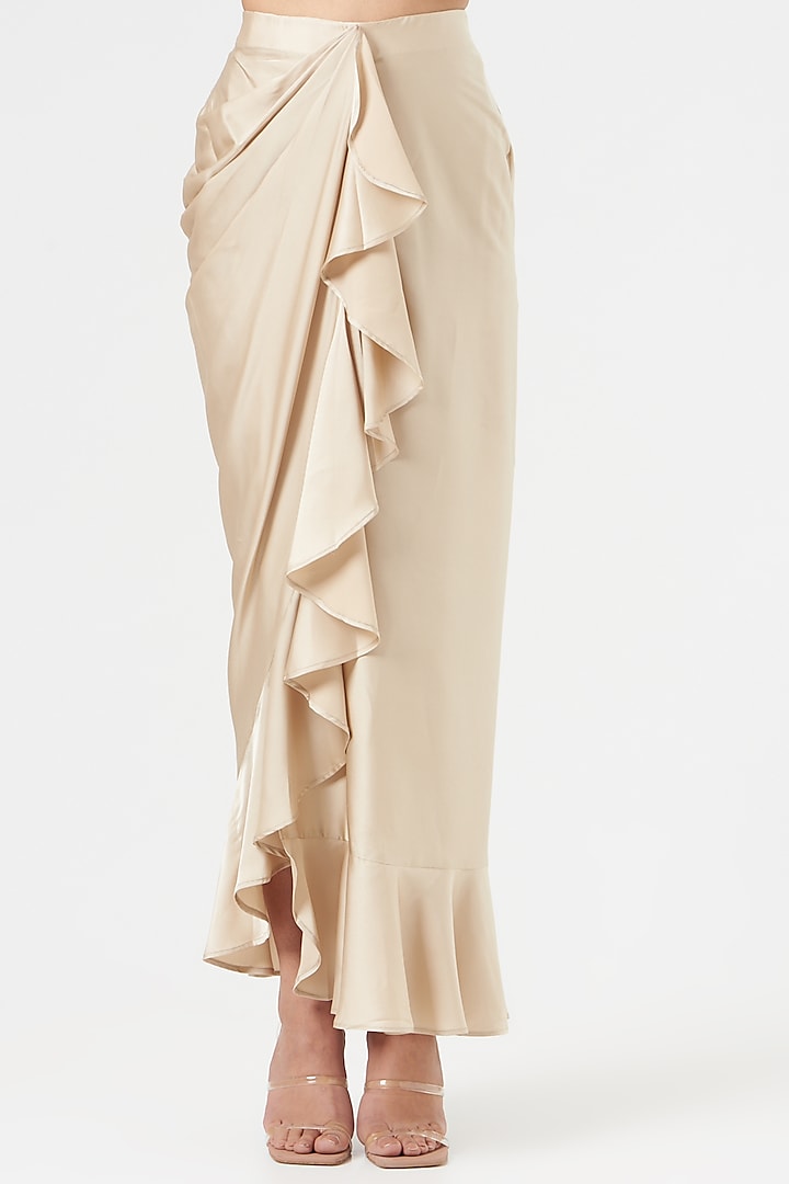 Champagne Ruffled Lungi Skirt by 431-88 By Shweta Kapur at Pernia's Pop Up Shop