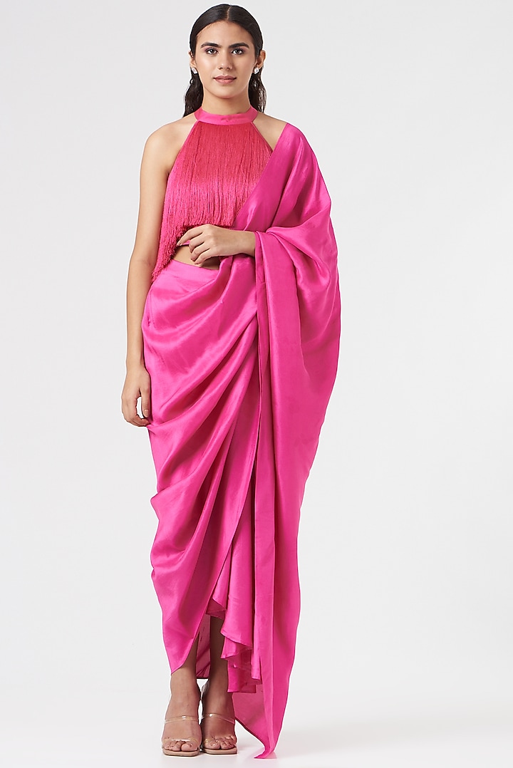 Pink Satin Top by 431-88 By Shweta Kapur