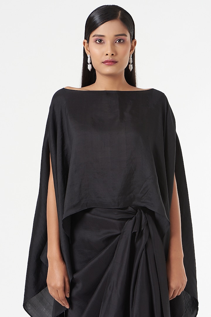 Black Silk Pre-Draped Wedding Saree Set by 431-88 By Shweta Kapur at Pernia's Pop Up Shop