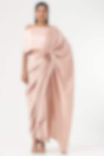 Baby Pink Silk Pre-Draped Saree Set by 431-88 By Shweta Kapur