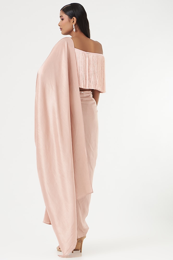 Baby Pink Silk Pre-Draped Wedding Saree Set by 431-88 By Shweta Kapur at Pernia's Pop Up Shop