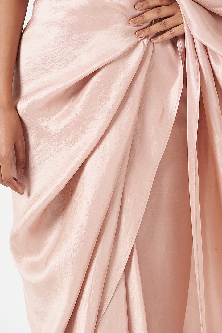 Baby Pink Silk Pre-Draped Wedding Saree Set by 431-88 By Shweta Kapur at Pernia's Pop Up Shop