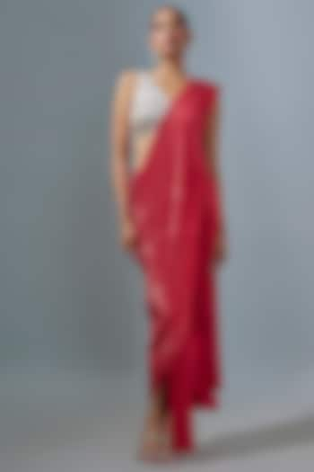 Red Silk Saree by 431-88 By Shweta Kapur at Pernia's Pop Up Shop