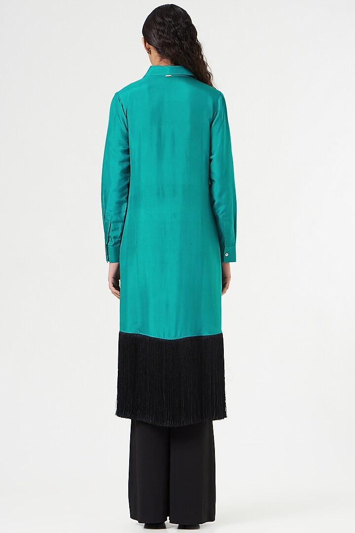 Emerald Silk Maxi Shirt by 431-88 By Shweta Kapur at Pernia's Pop Up Shop