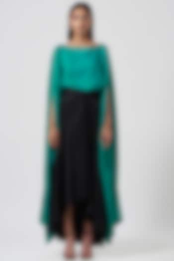 Blue Silk Cape by 431-88 By Shweta Kapur at Pernia's Pop Up Shop