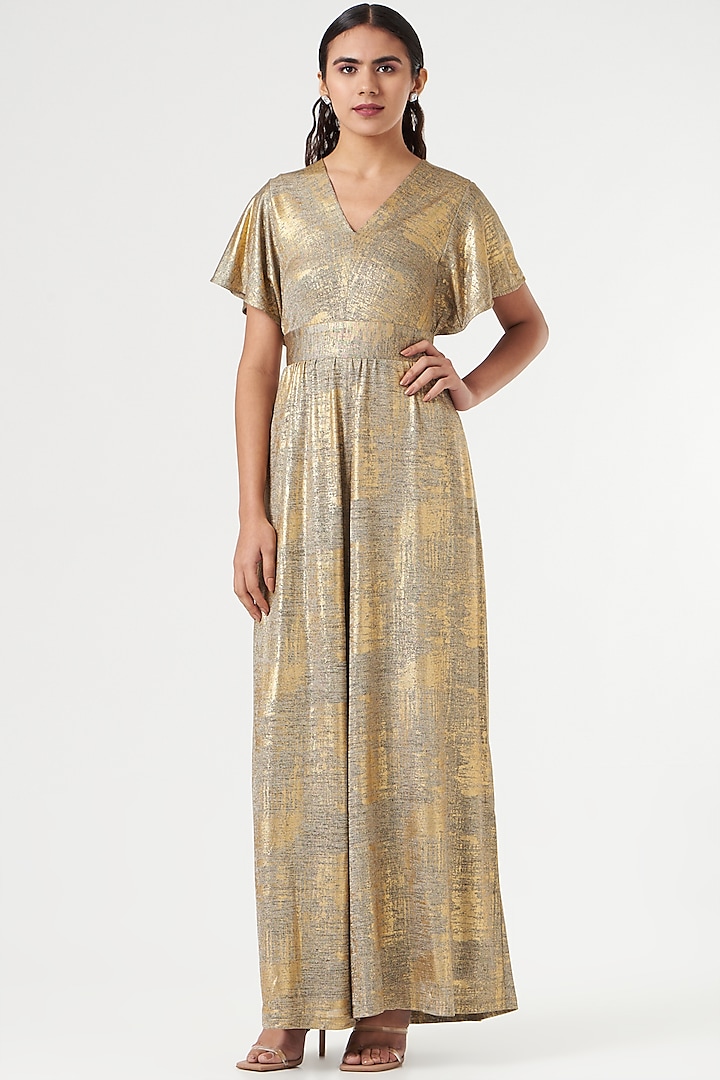 Gold Omega Jumpsuit by 431-88 By Shweta Kapur