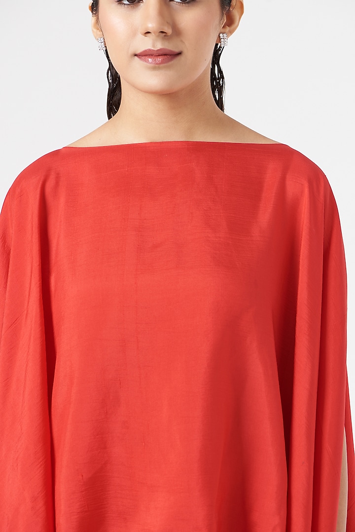 Red Silk Cape by 431-88 By Shweta Kapur at Pernia's Pop Up Shop