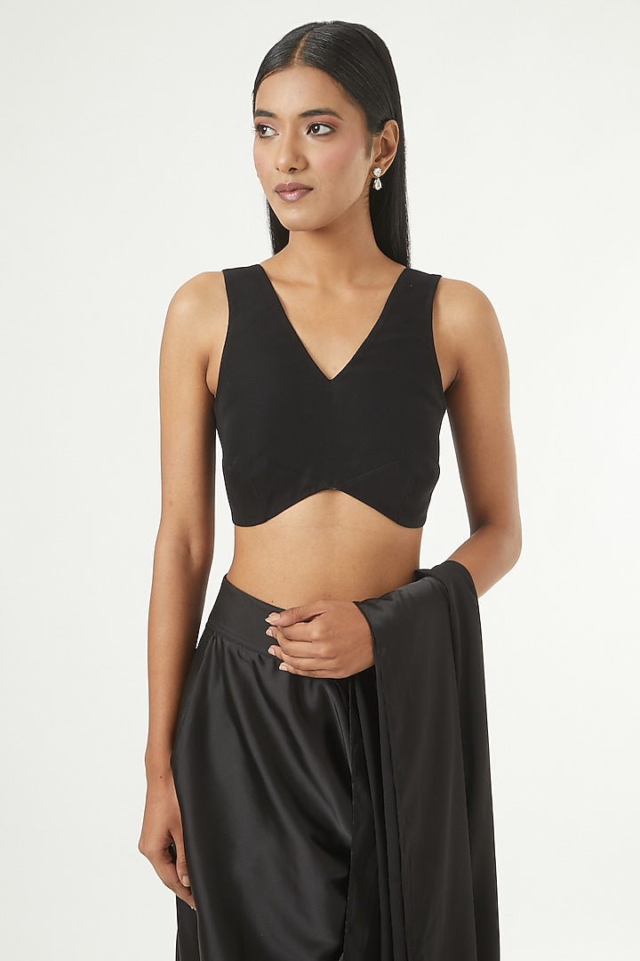 Black Silk Blouse by 431-88 By Shweta Kapur at Pernia's Pop Up Shop
