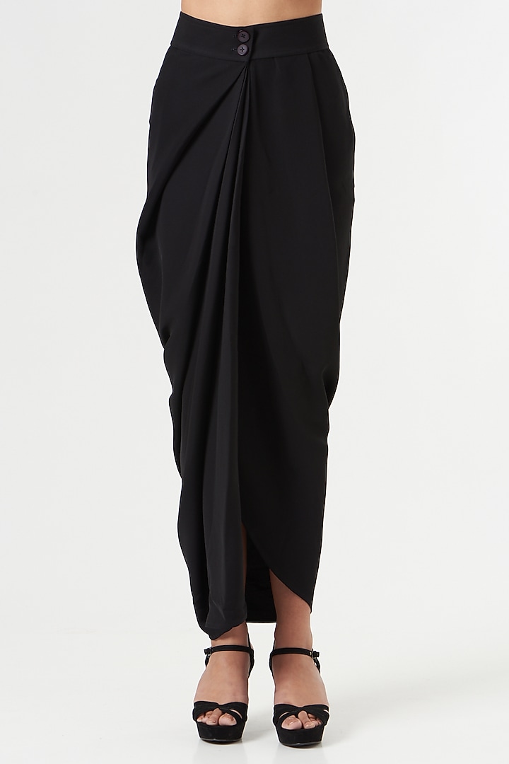 Black Micropoly Draped Skirt by 431-88 By Shweta Kapur at Pernia's Pop Up Shop
